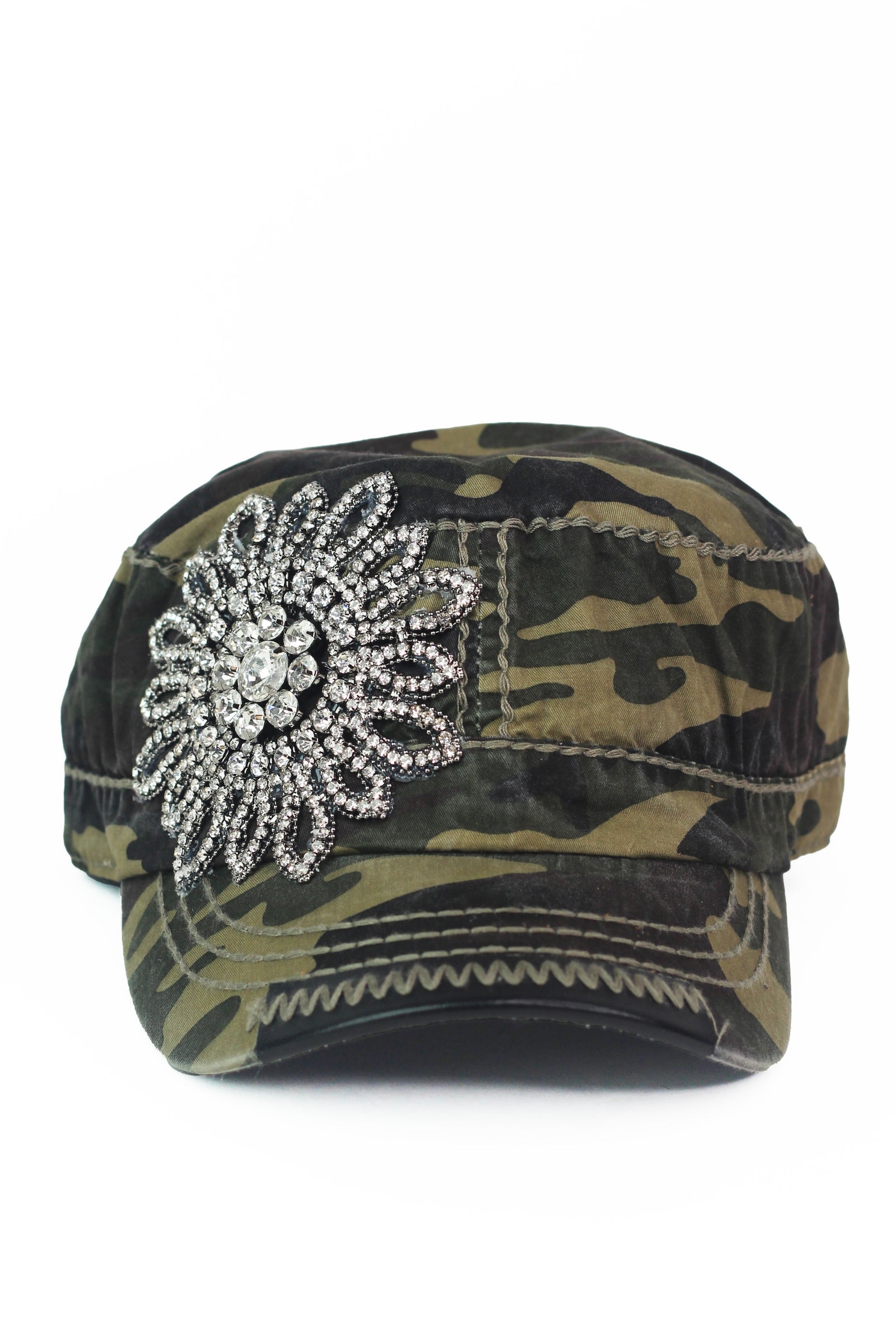 Military Cadet Sunflower Bejeweled Cap