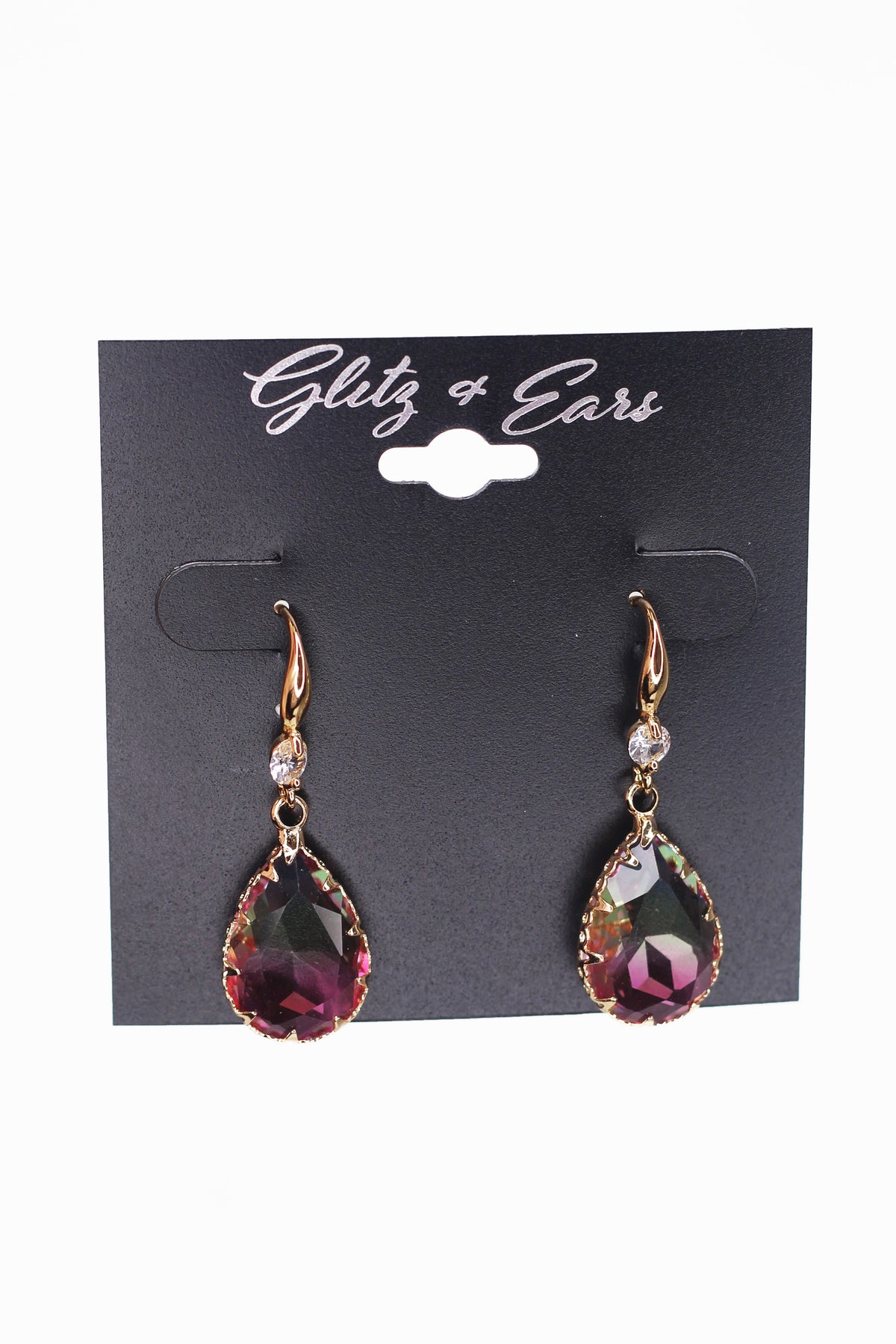 Rhinestone & Two Tone Teardrop Earrings