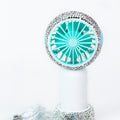 Small Rhinestone Accented Handheld Fan & Stand