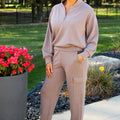 V-Neck Zip Scuba Sweatshirt & Joggers w/ Pockets Set