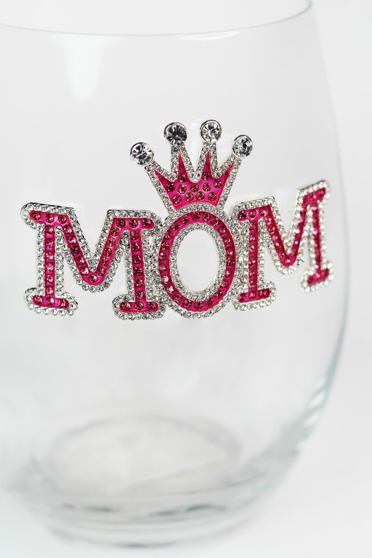 Rhinestone Mom Stemless Wine Glass
