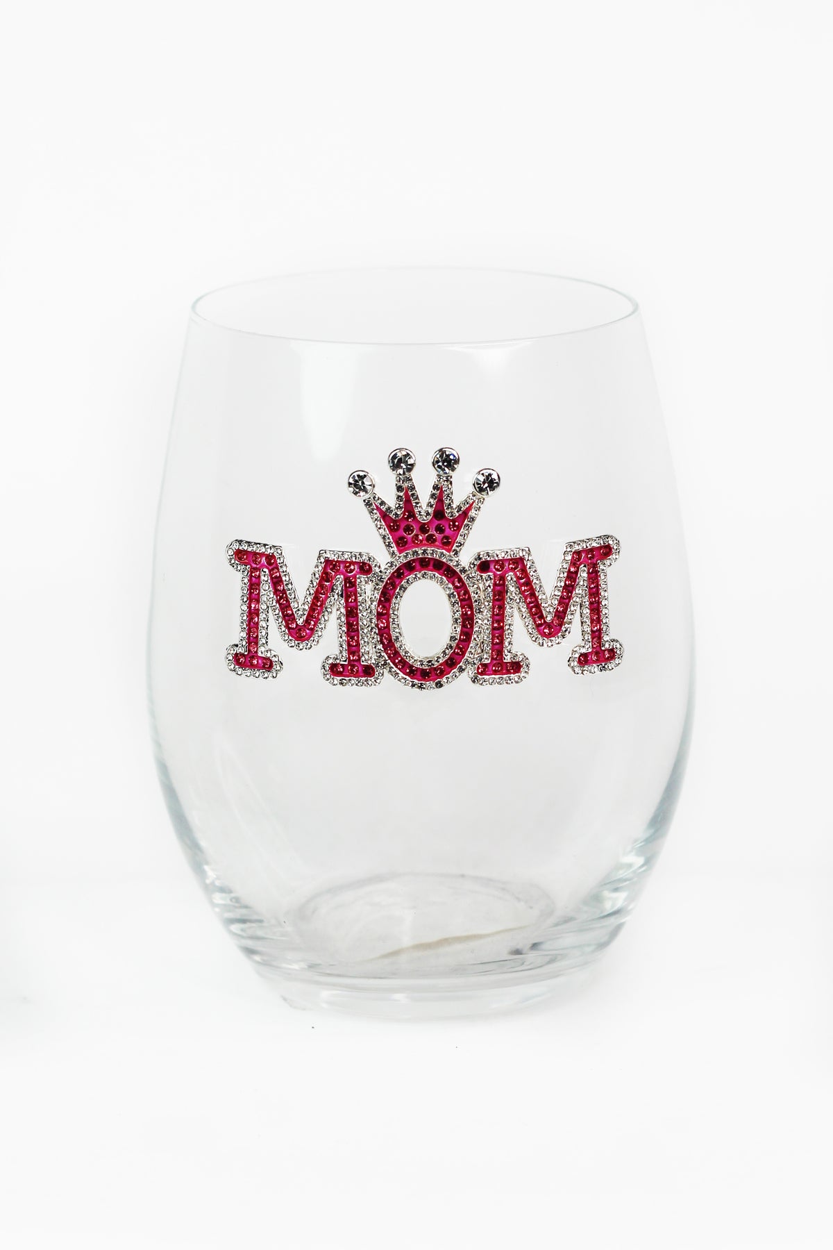 Rhinestone Mom Stemless Wine Glass