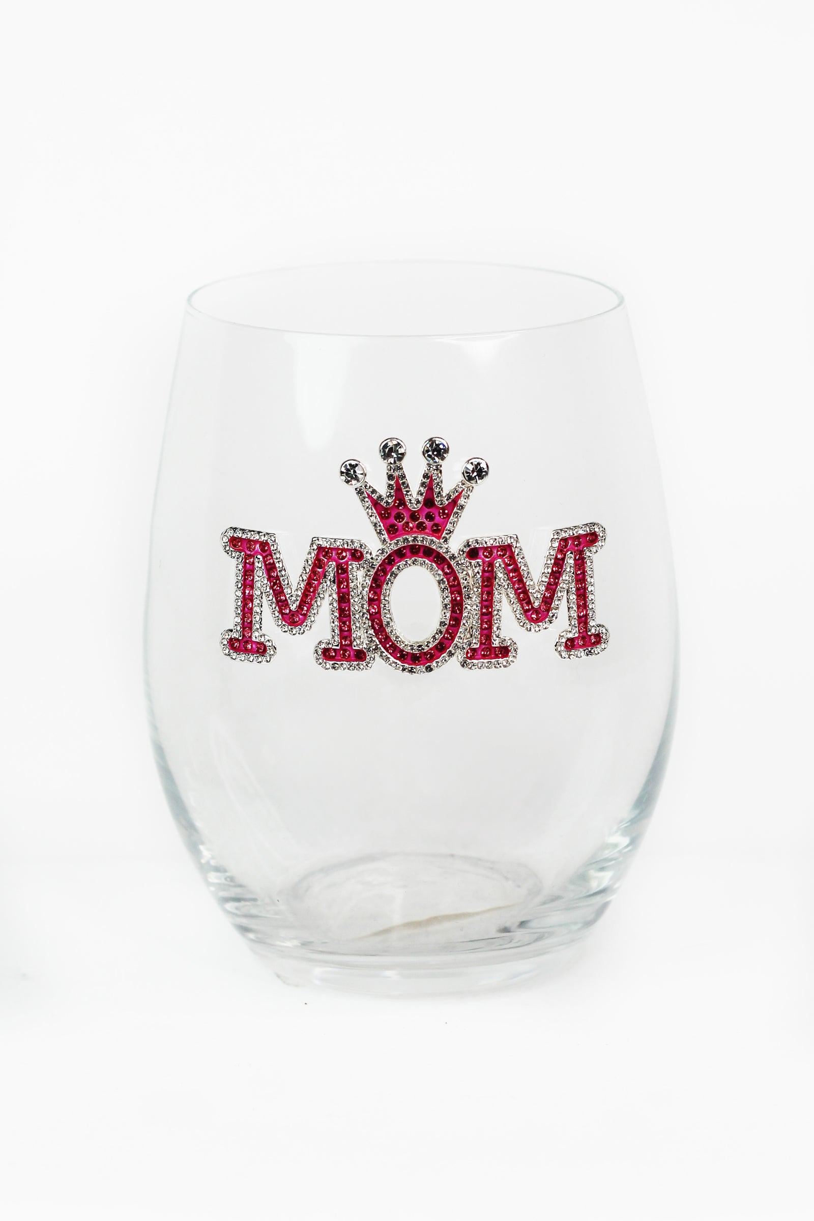 Rhinestone Mom Stemless Wine Glass