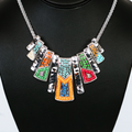 Beaded Mosaic & Hammered Metal Statement Necklace
