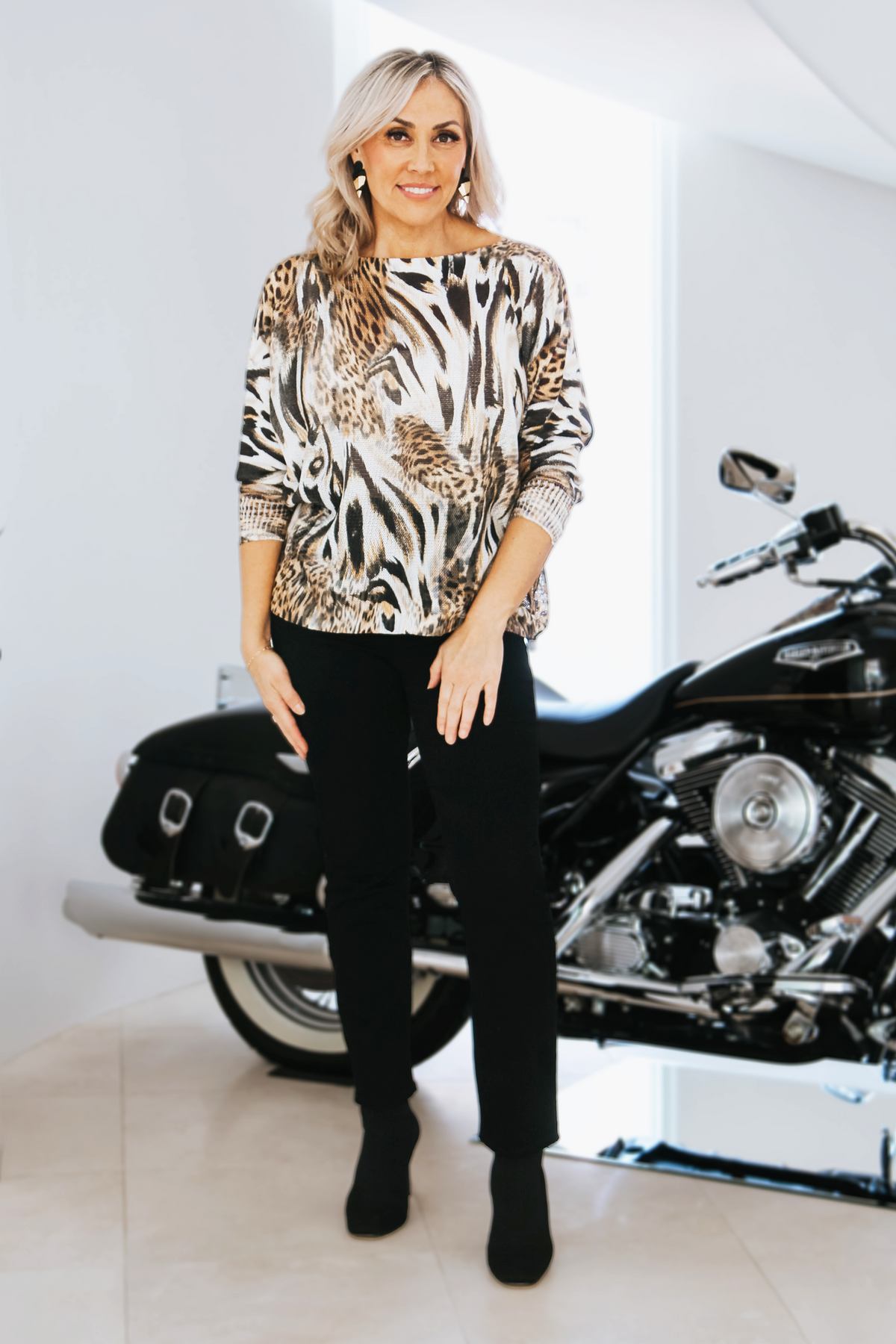 Leopard Print Multi Italian Knit Sweater