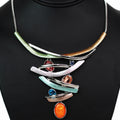 Metal & Gemstone Crosshatch Bib Necklace - Glitz & Ears Boutique