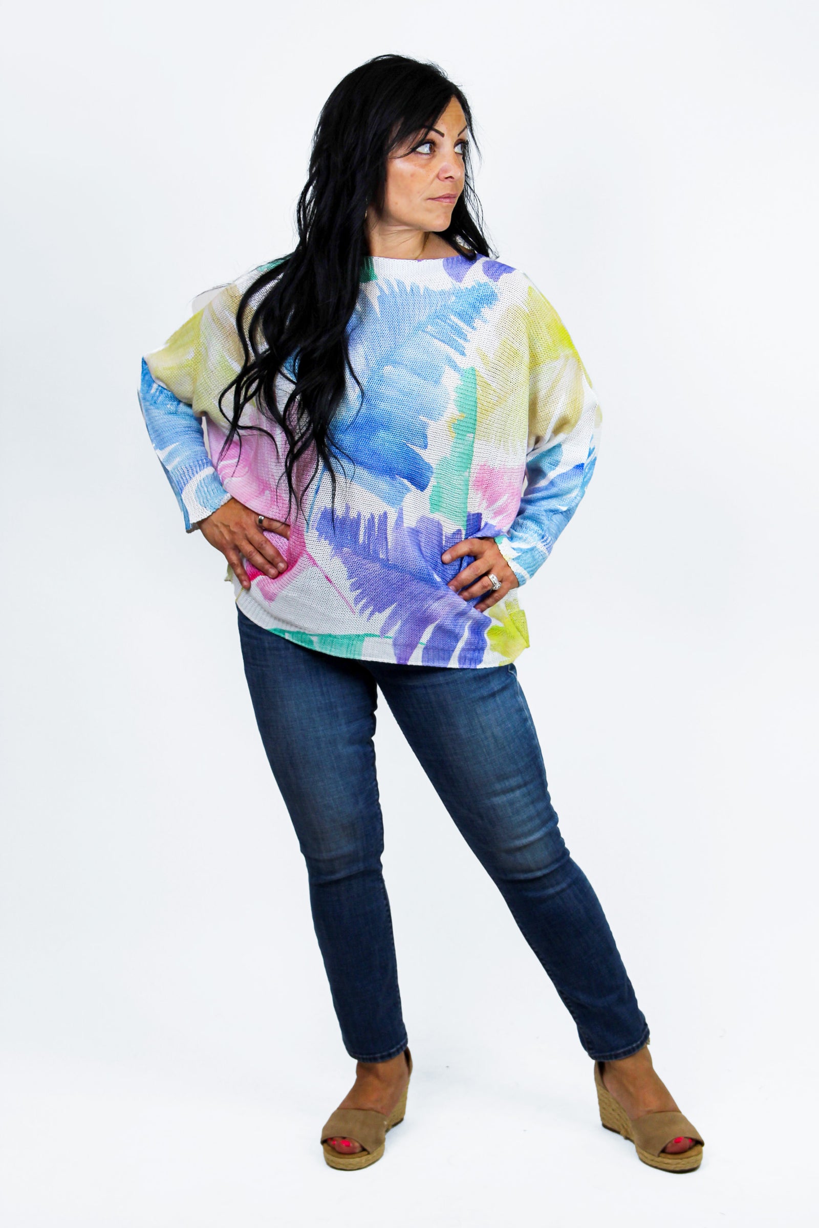 Multicolor Leaves Italian Knit Sweater