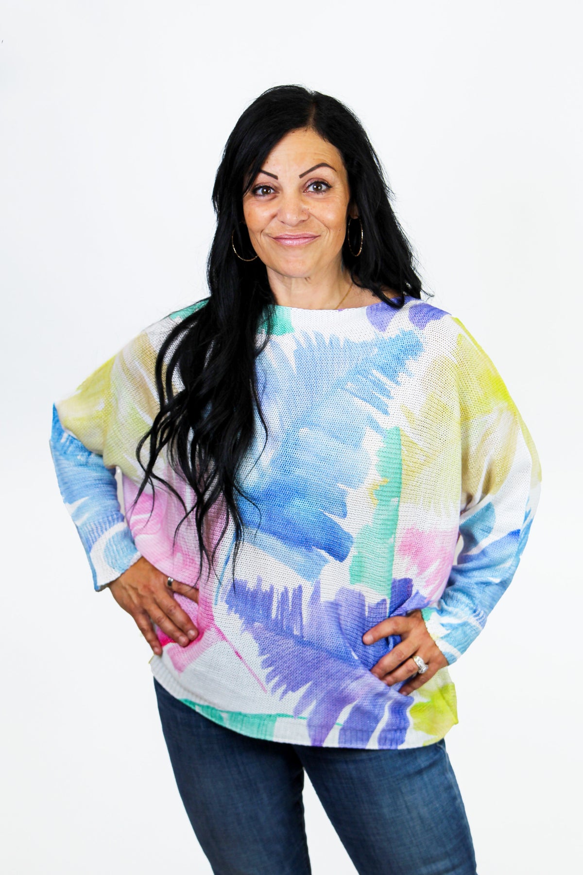 Multicolor Leaves Italian Knit Sweater