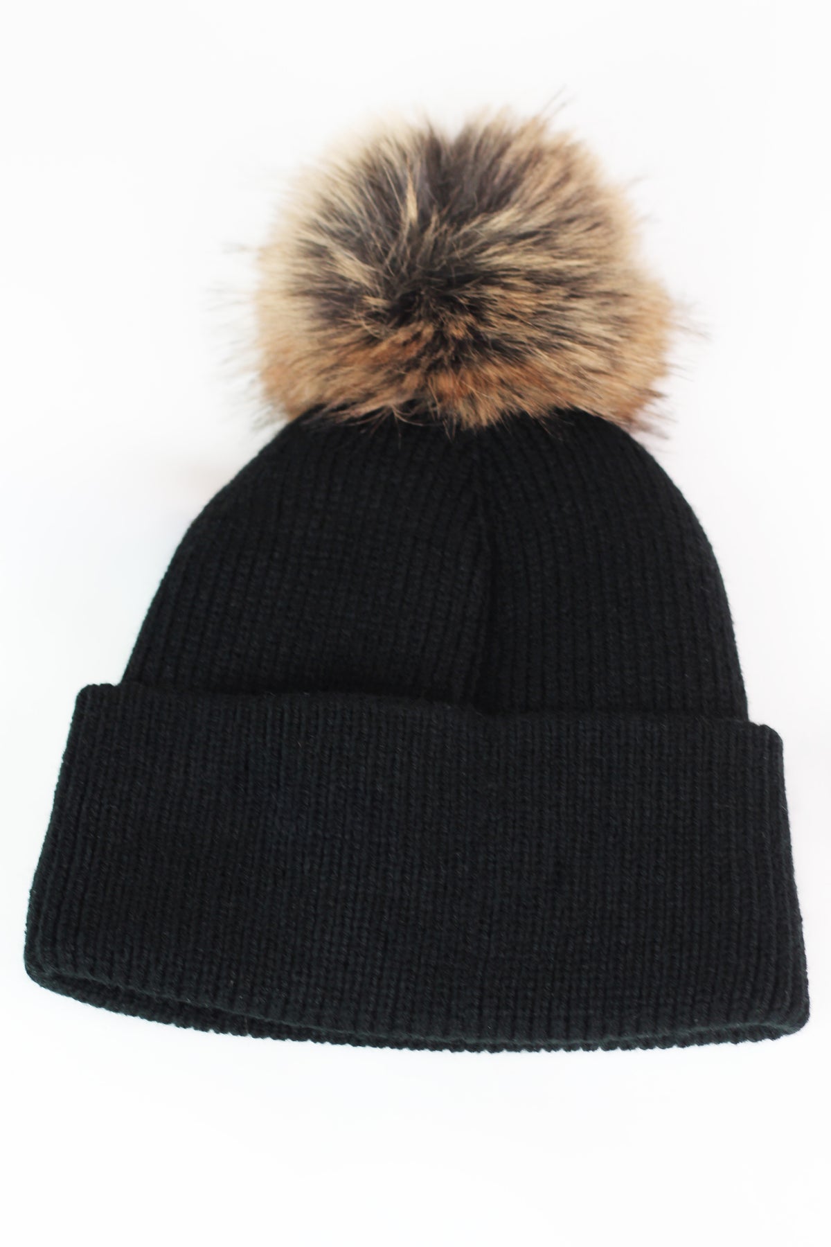 "Naughty" Fleece Lined Hat w/ Faux Fur Pom Pom