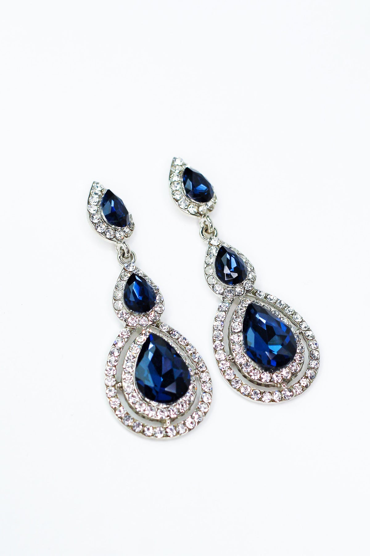 3 Teardrop 2 Rhinestone Trim Bottom Earrings - Glitz & Ears Boutique