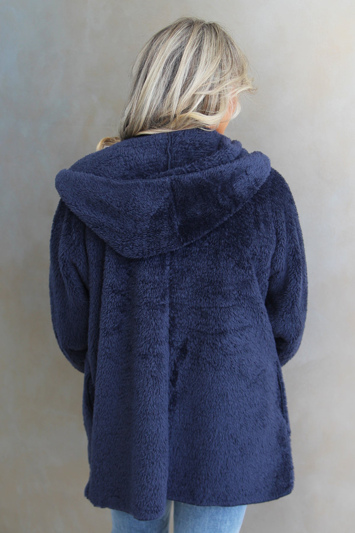 Furry Hooded Open Jacket