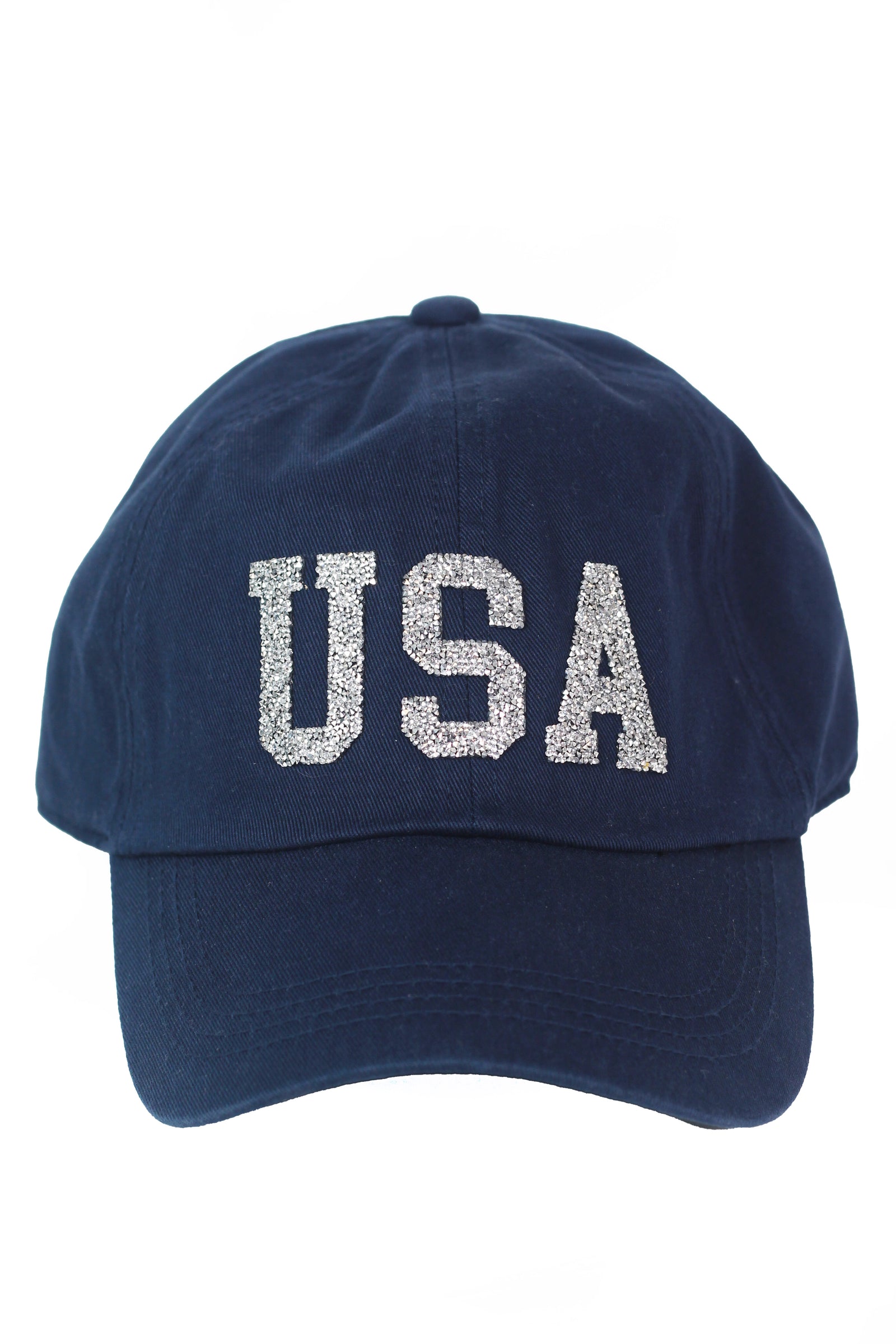 Solid Color USA Rhinestone Baseball Hat