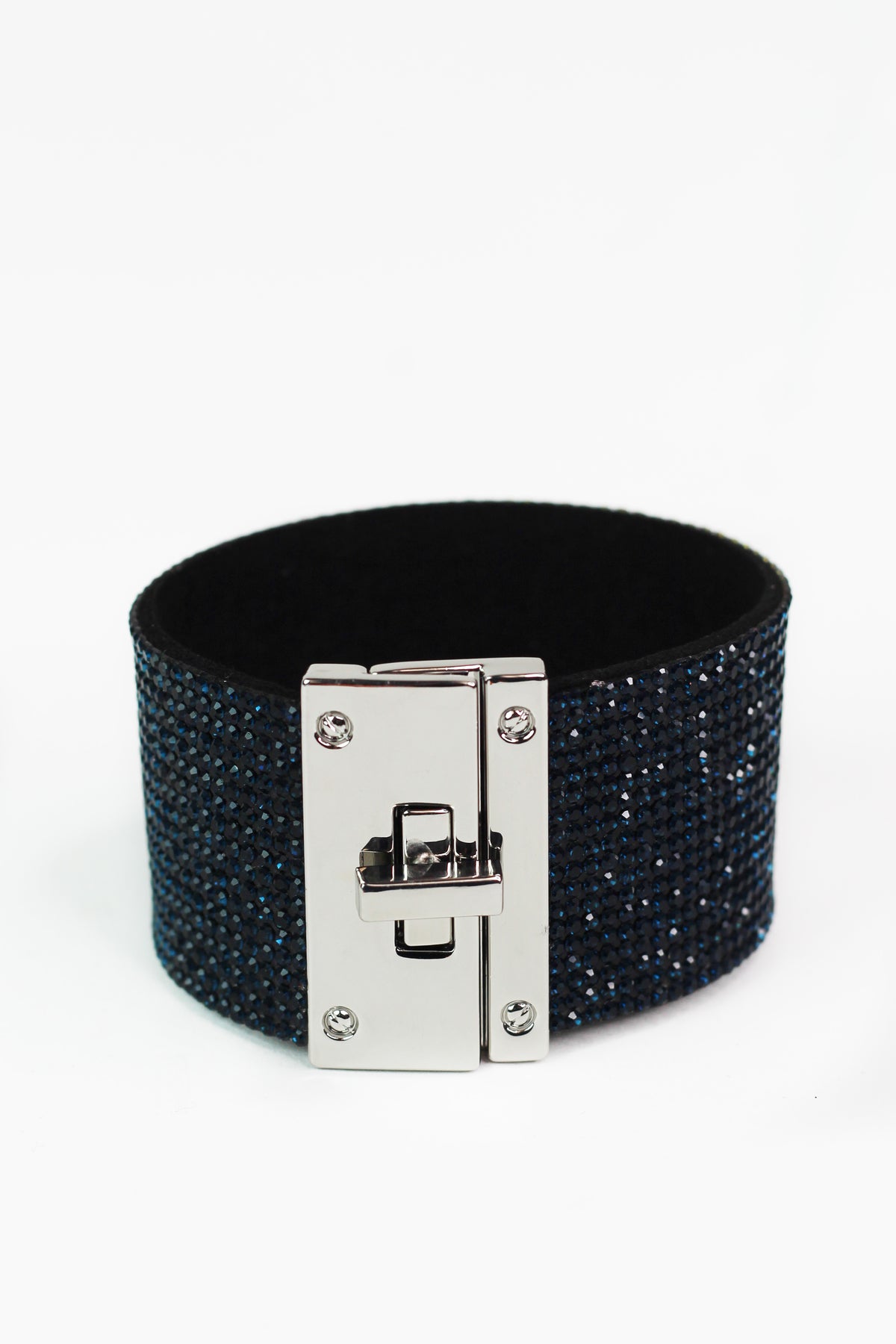 Wide Rhinestone Twist Lock Bracelet