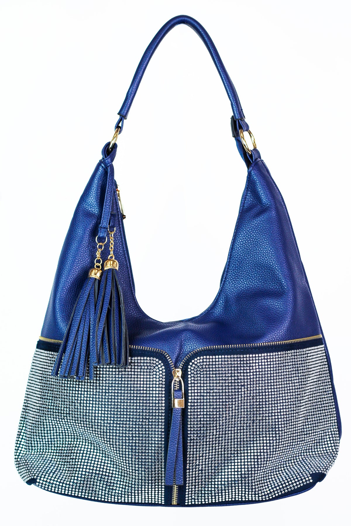 One Handle Zipper Trim Rhinestone Bottom Purse