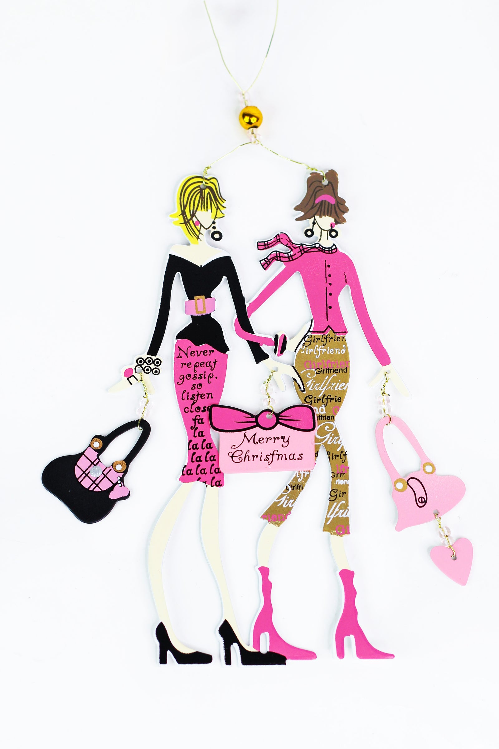 "Never Gossip" Girlfriends Metal Christmas Ornament