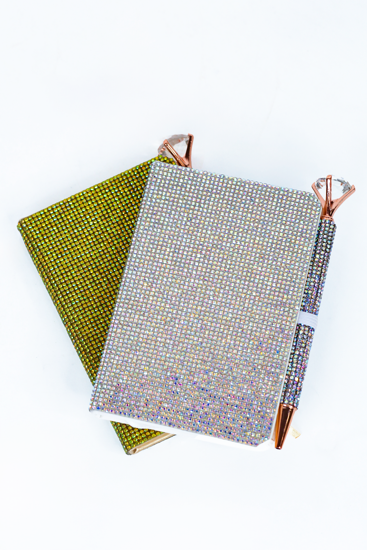 Rhinestone Covered Pocket Notebook &amp; Crystal Pen Set