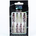 Leopard Print & Rhinestone Long Coffin Press On Nails