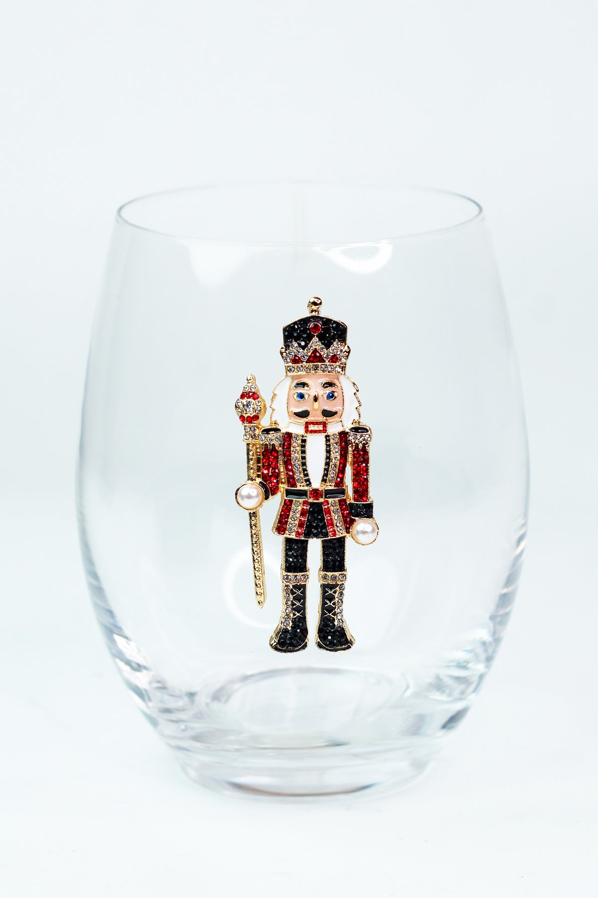 Nutcracker Rhinestone Stemless Wine Glass