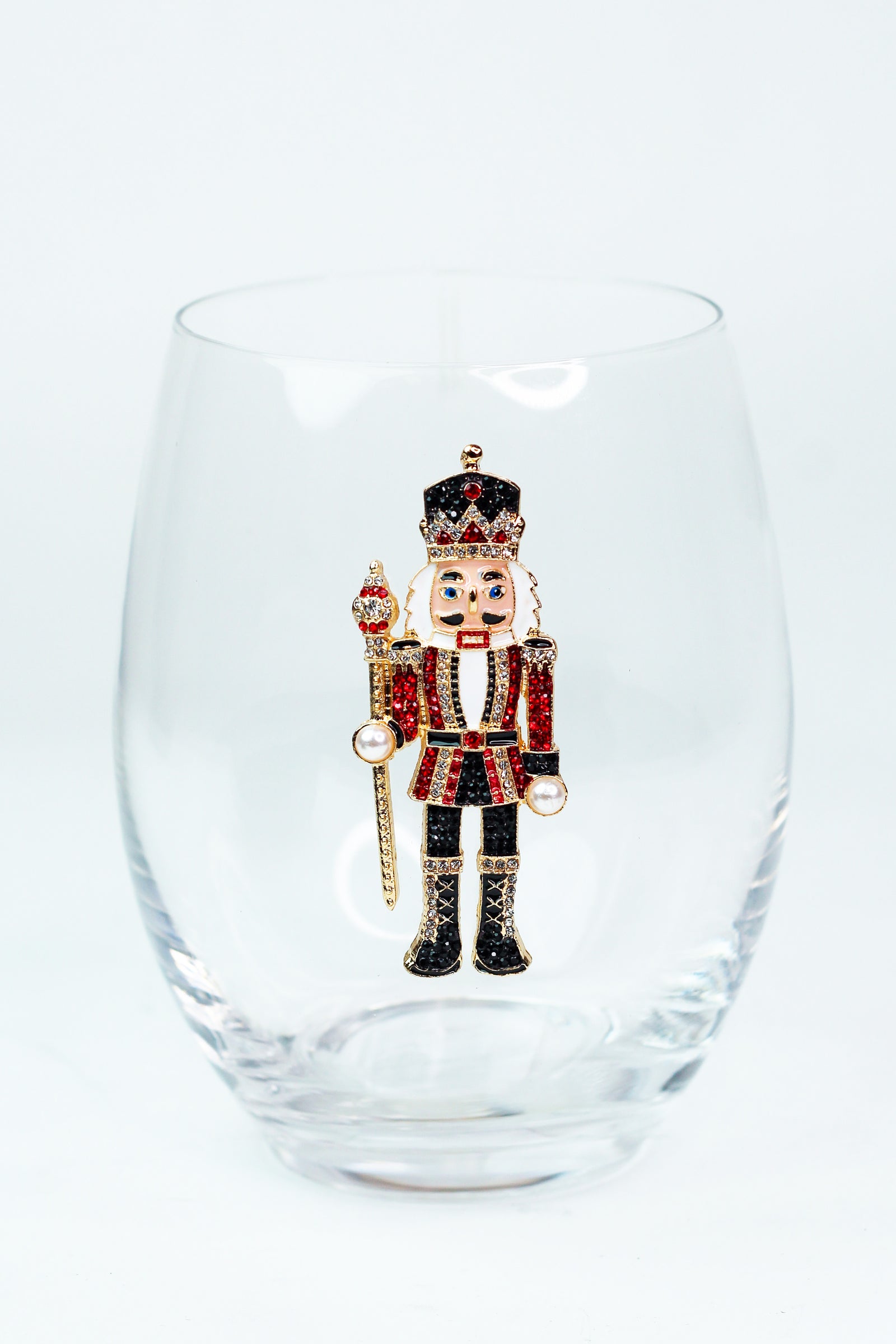 Nutcracker Rhinestone Stemless Wine Glass