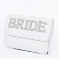"Bride" Rhinestone & Pearl Quilted Purse w/ Pearl Strap - Glitz & Ears Boutique