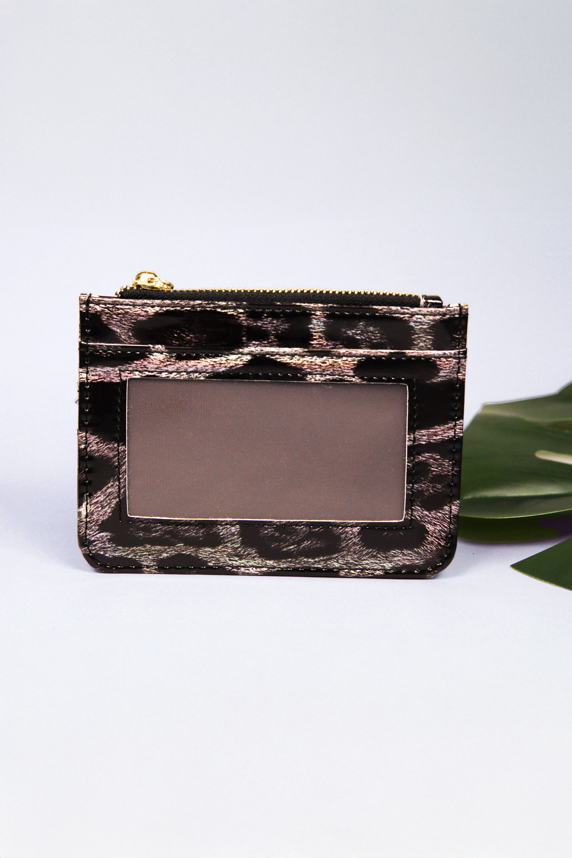 Zippered Leopard Print Cardholder w/ Tassel