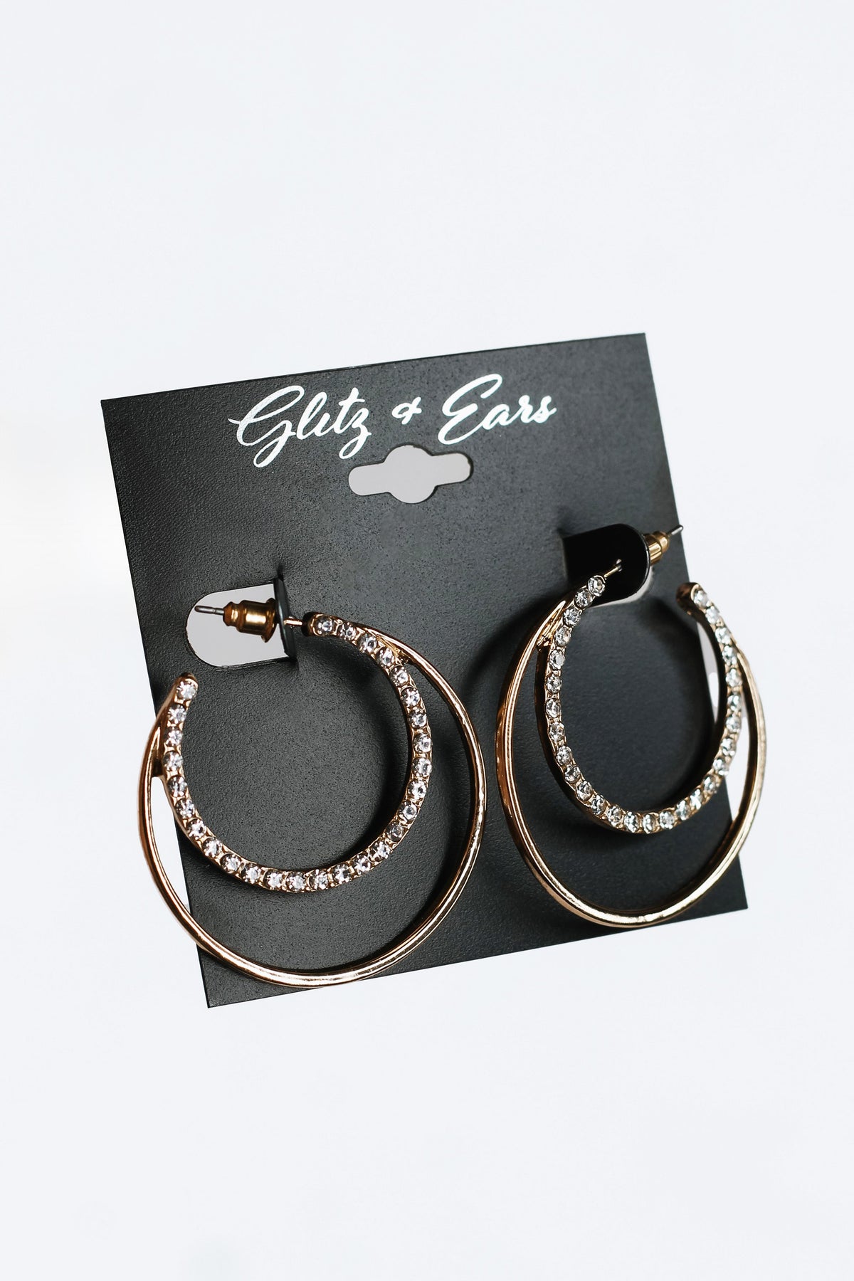 Medium Rhinestone Circle in a Metal Circle Open Hoop Earrings