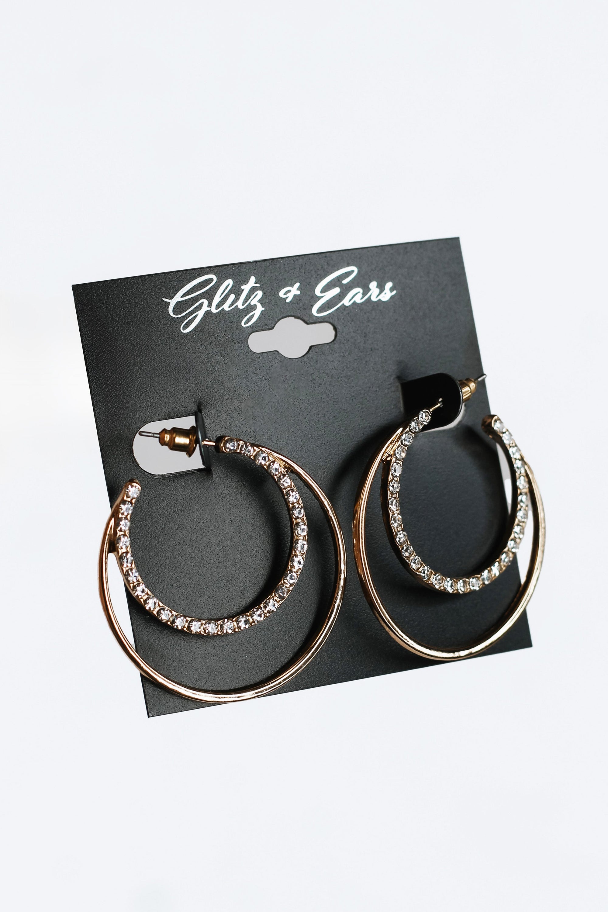 Medium Rhinestone Circle in a Metal Circle Open Hoop Earrings