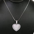 Stone Trim Raised Pave Heart Necklace