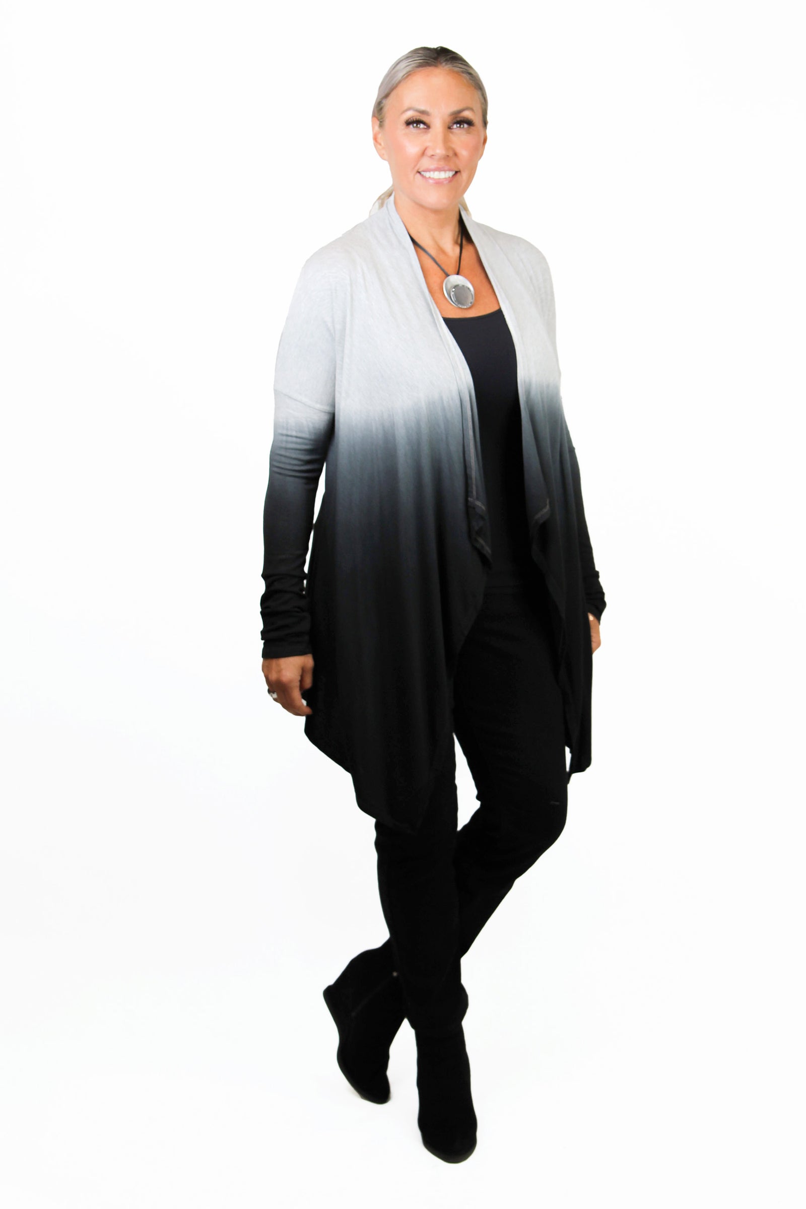 Long Sleeve Ombre Jersey Cardigan