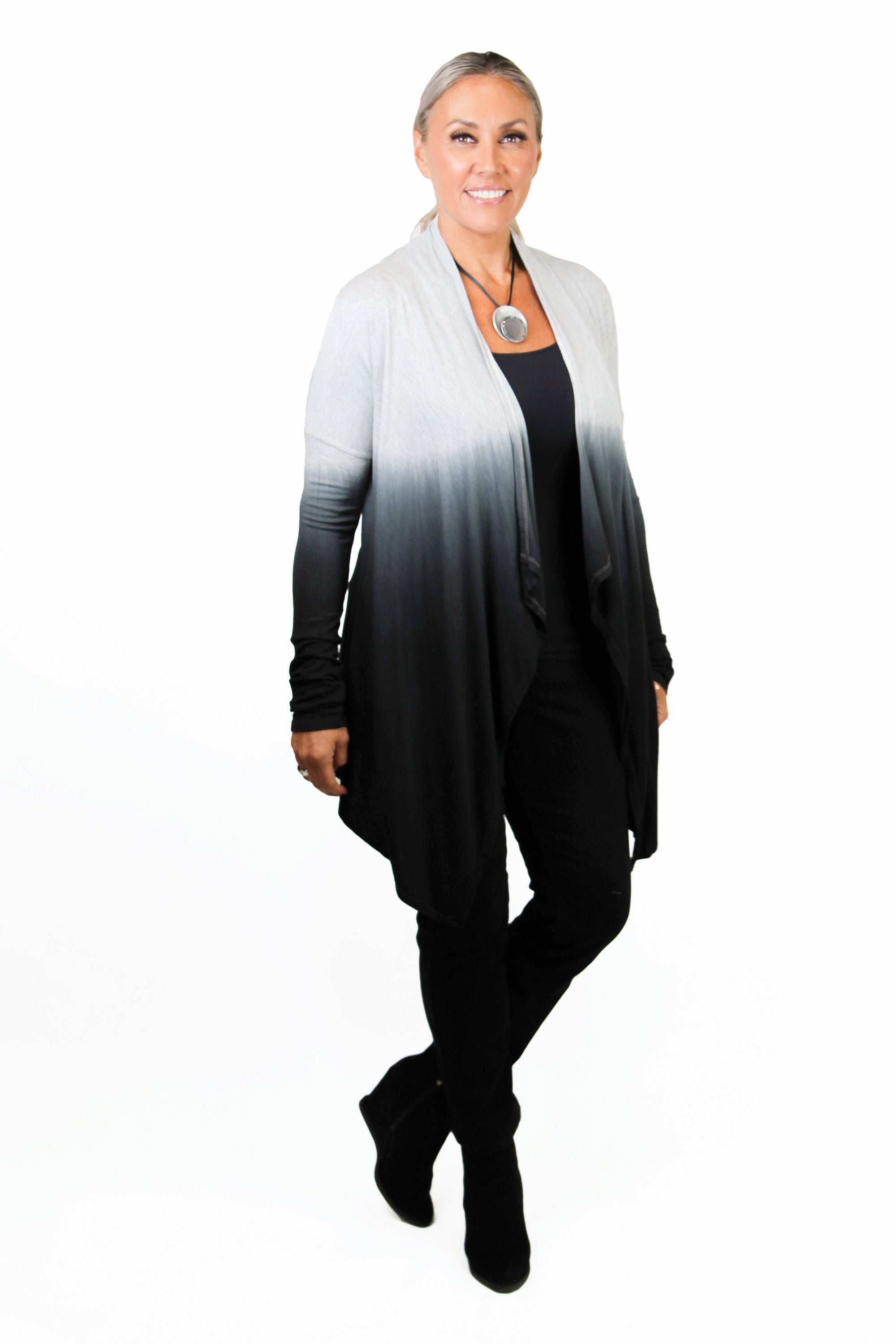 Long Sleeve Ombre Jersey Cardigan