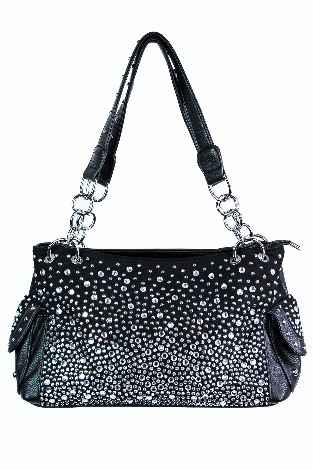 Ombre Rhinestone Handbag w/ Side Pockets