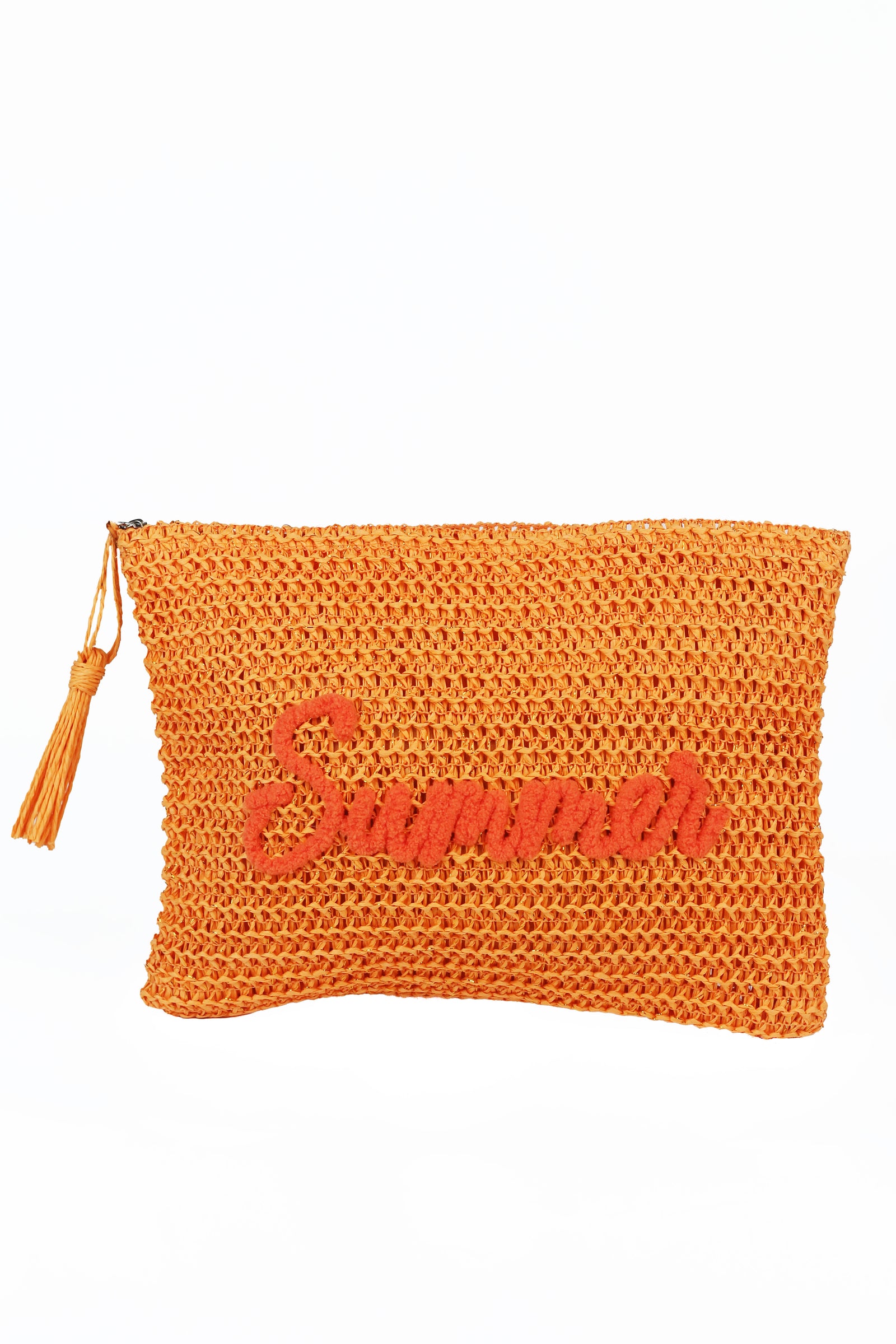 Woven Raffia "Summer" Pouch w/ Tassel