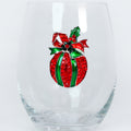 Christmas Ornament Rhinestone Stemless Wine Glass