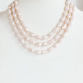 Half Leather 3 Row Teardrop Crystal Scoop Necklace
