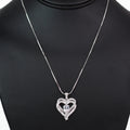 Overlapping Pave & Baguette Hearts Necklace w/ Heart Center Stone
