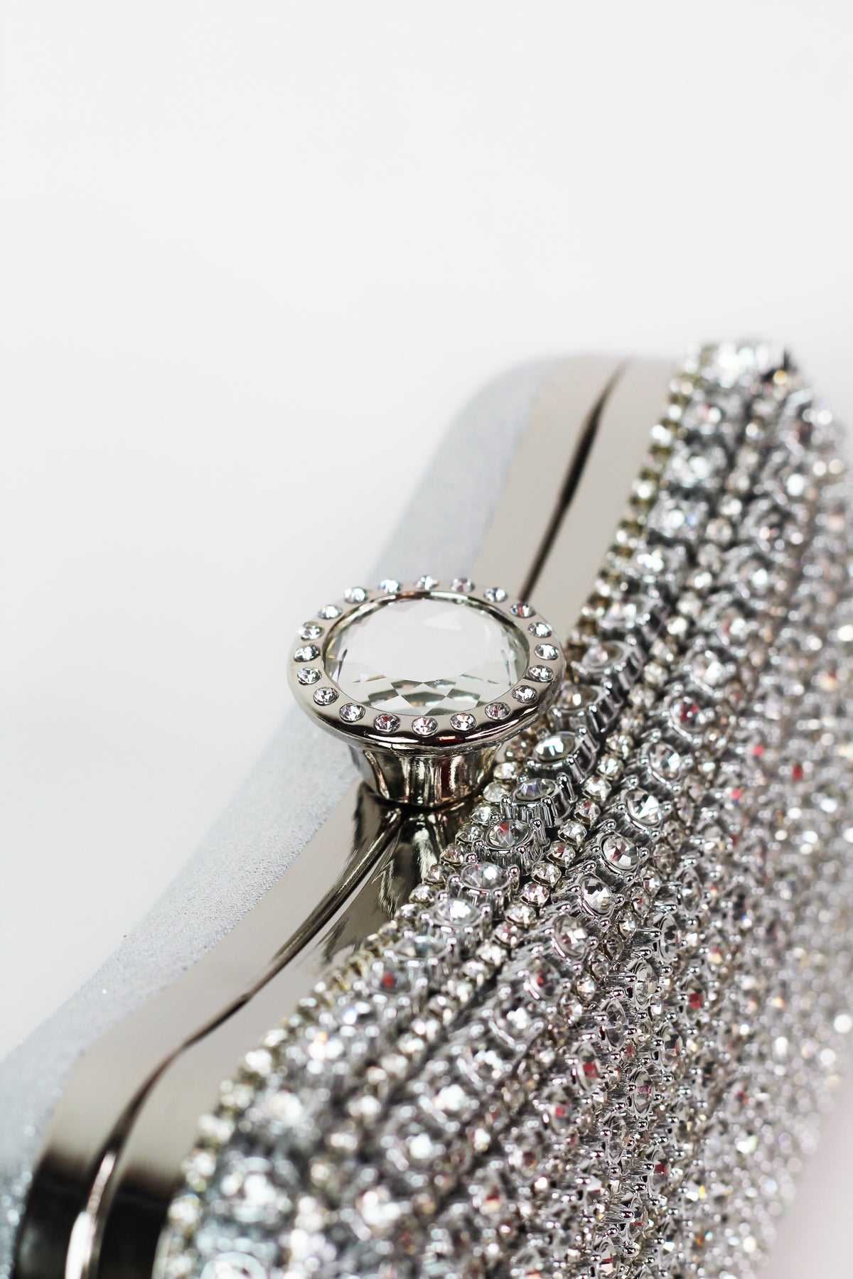 Curved Top Rhinestone & Pave Front Clutch