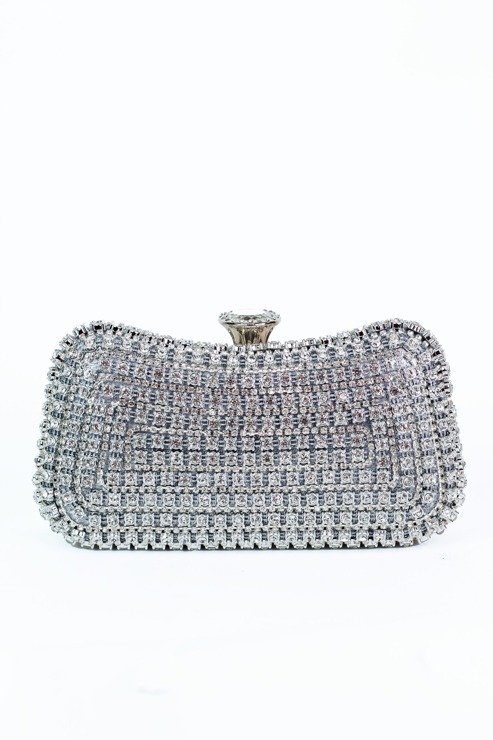 Curved Top Rhinestone & Pave Front Clutch