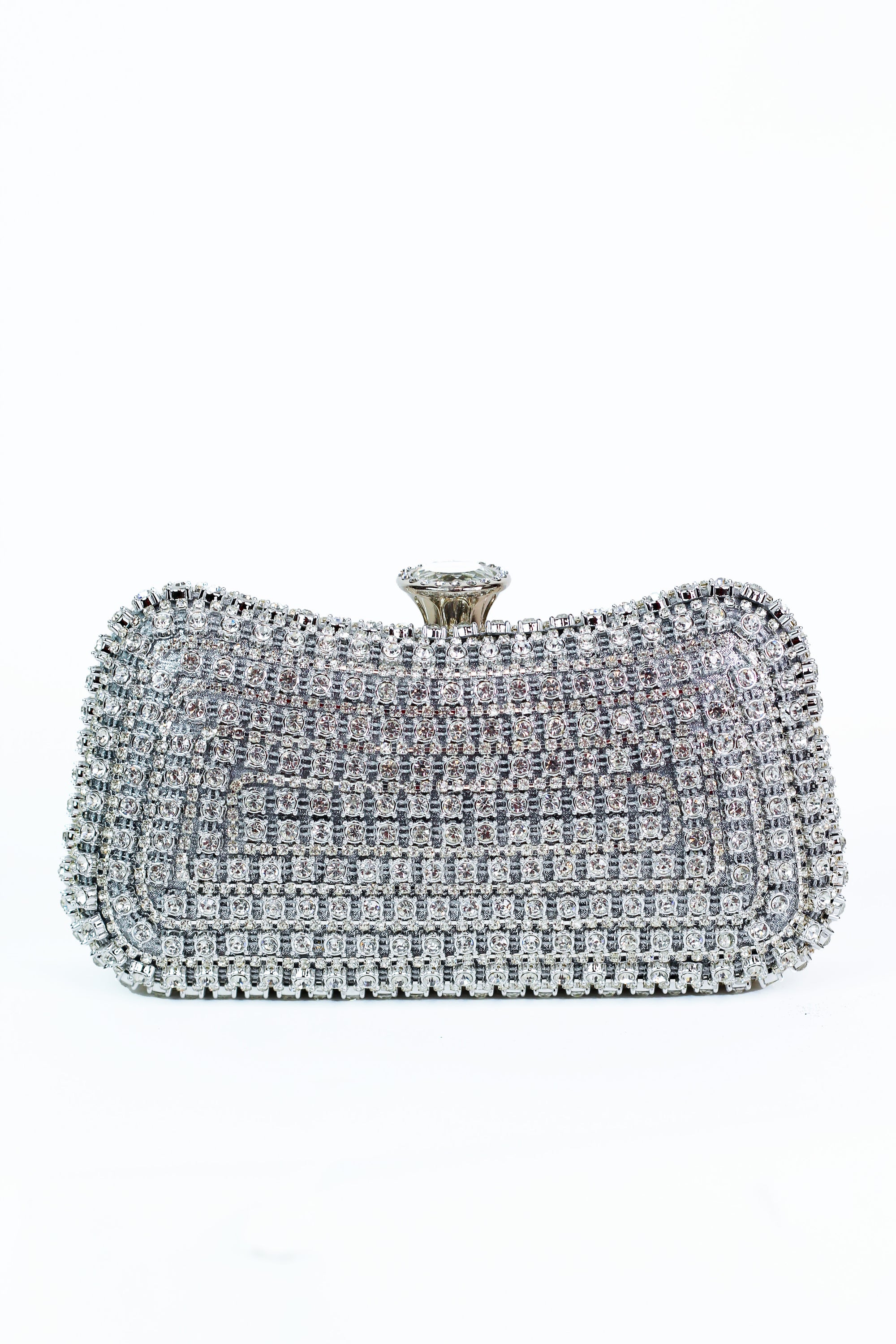 Curved Top Rhinestone & Pave Front Clutch - Glitz & Ears Boutique