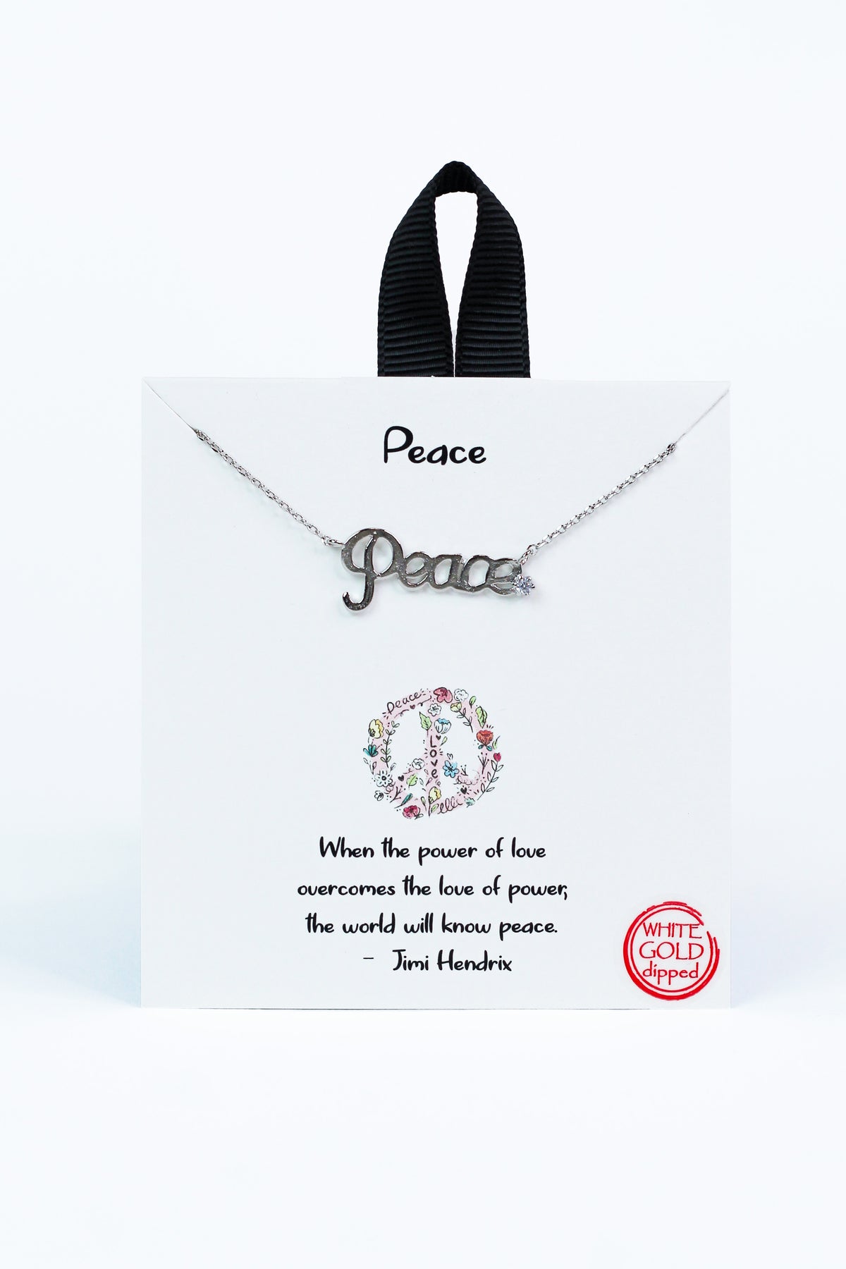 Rhinestone Accent Peace Necklace