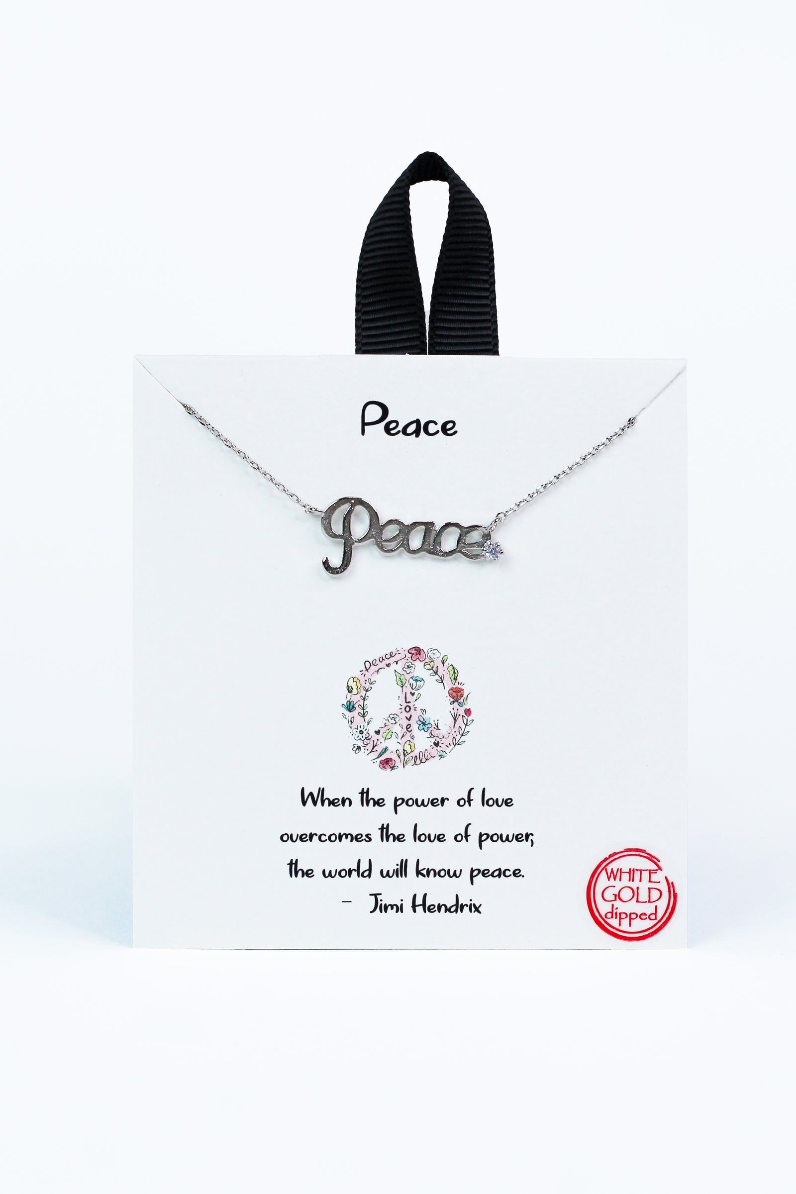 Rhinestone Accent Peace Necklace