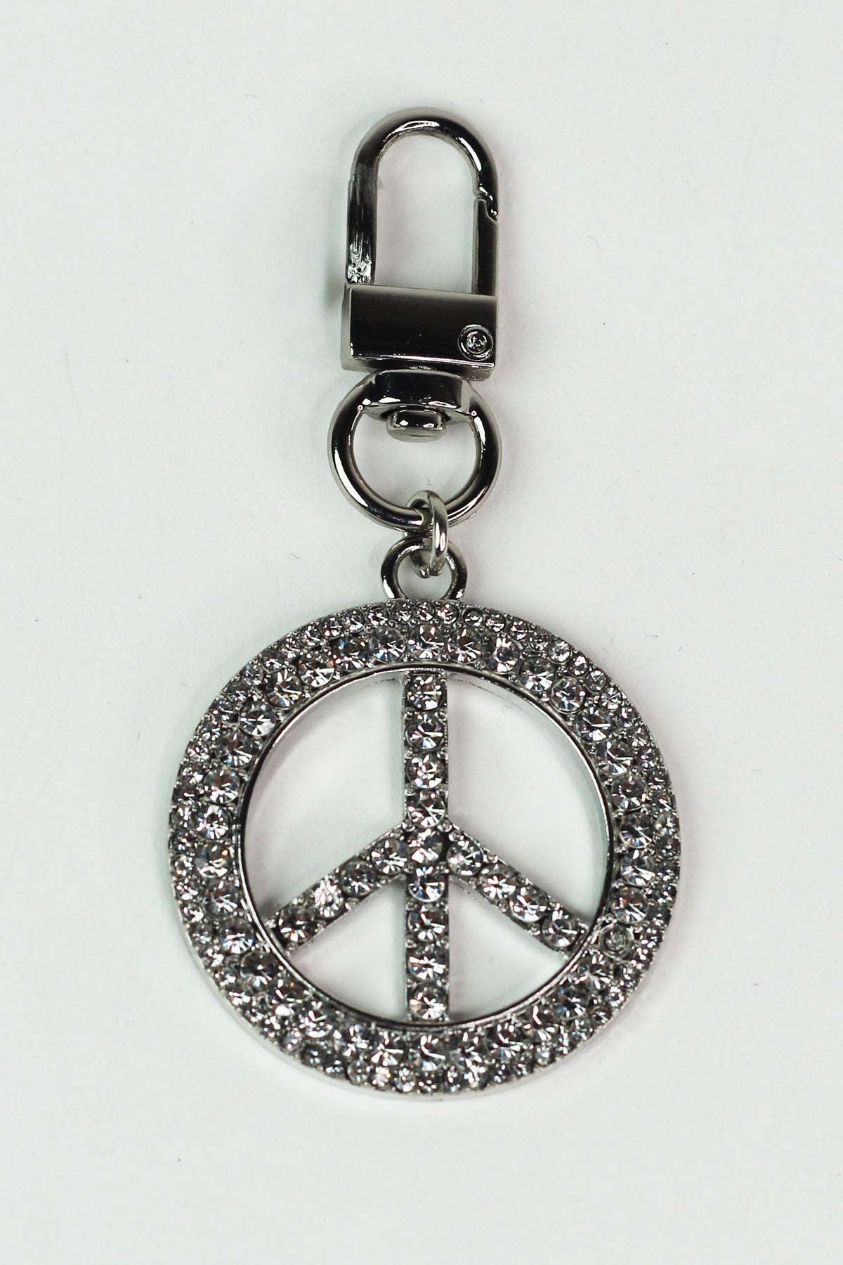Rhinestone Peace Sign Keychain