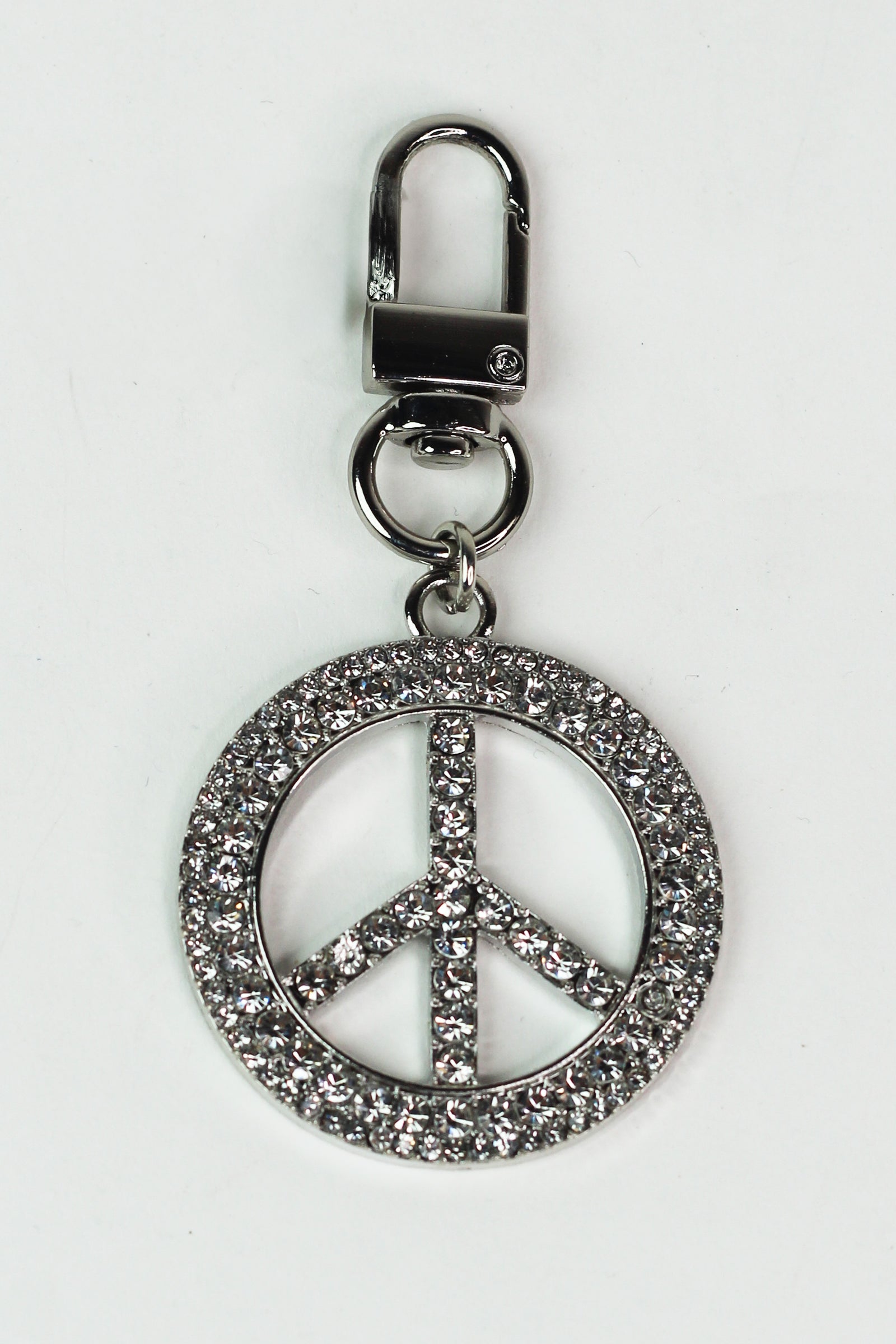 Rhinestone Peace Sign Keychain