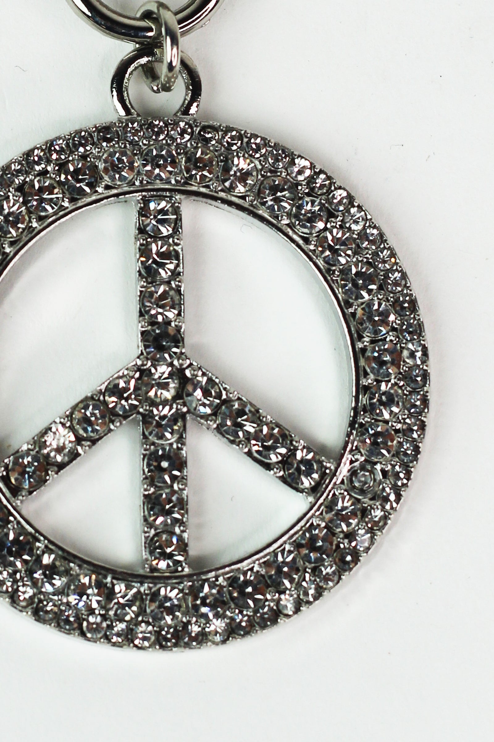 Rhinestone Peace Sign Keychain