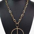 Large Rhinestone Peace Sign Chain Necklace