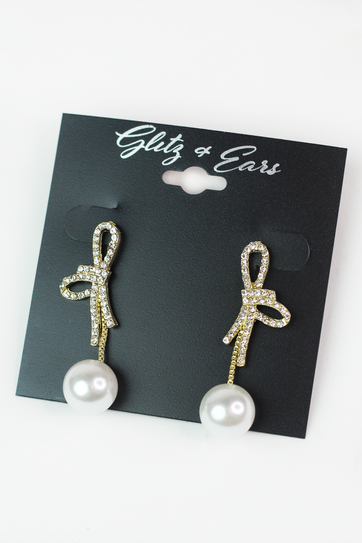 Rhinestone Bowknot Pearl Drop Earrings