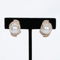Pearl & Pave Rhinestone Stud Clip Earrings