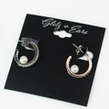 Open Back Pearl Small Rhinestone Hoop