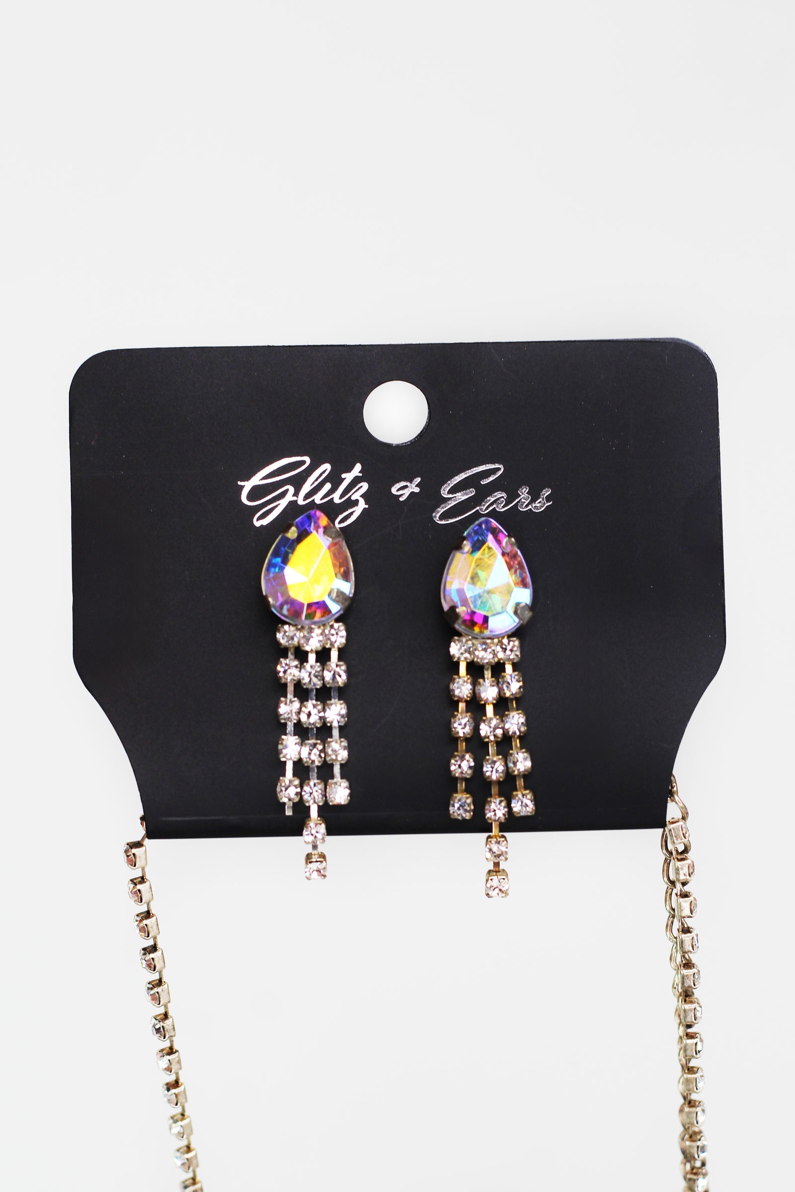 Pear Shape Center Stone Rhinestone Necklace Set - Glitz & Ears Boutique