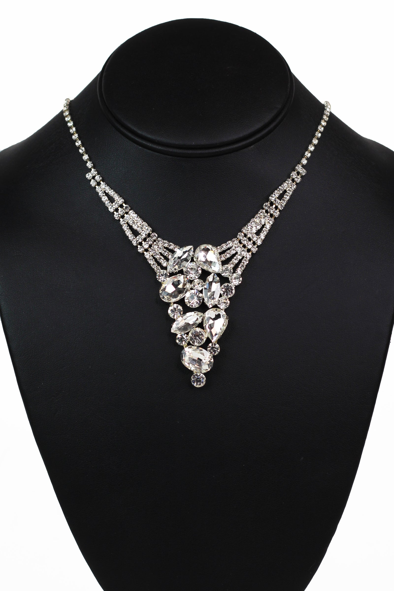 Pear & Marquis V Neck Rhinestone Necklace Set - Glitz & Ears Boutique