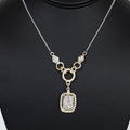 Pave Diamonds, Rope Circles & Square Rhinestone Pendant Necklace